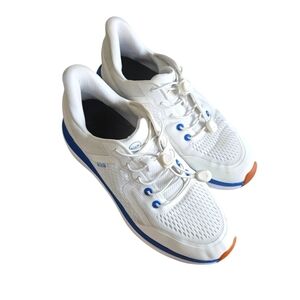 KIZIK Mens London White Knit  Athletic/Athleisure Sneakers Blue‎ Trim Size 11